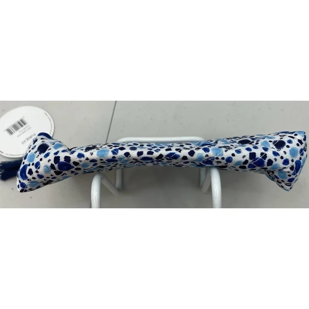 NWT Modella Quilted Blue Abstract Mosaic Makeup‎ Cosmetic Bag Purse Kit Tassel